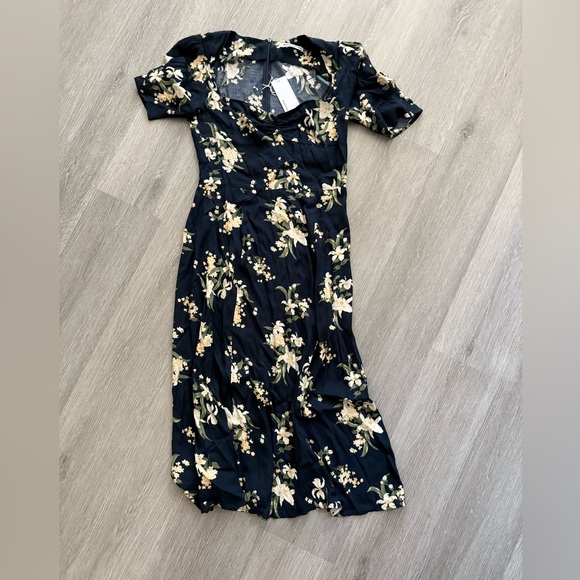 Reformation Matin Navy Floral Midi Dress, NWT - Picture 3 of 4